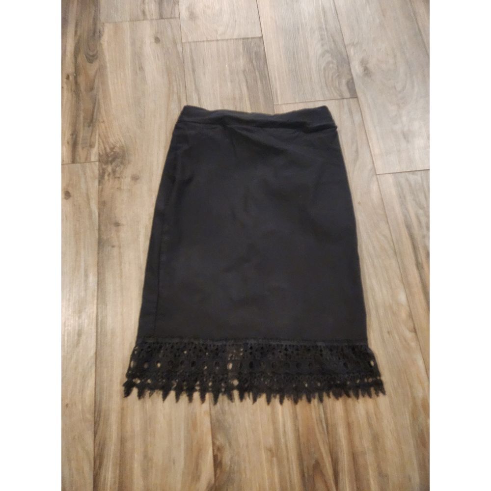 Rainbow Black‎ Skirt with Lace Accents